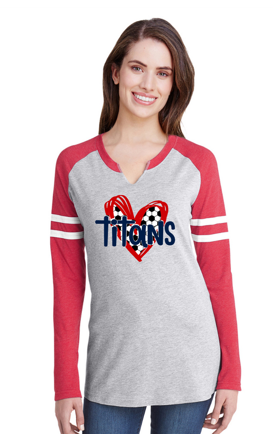 Ladies I Heart Titans Long Sleeve Raglan