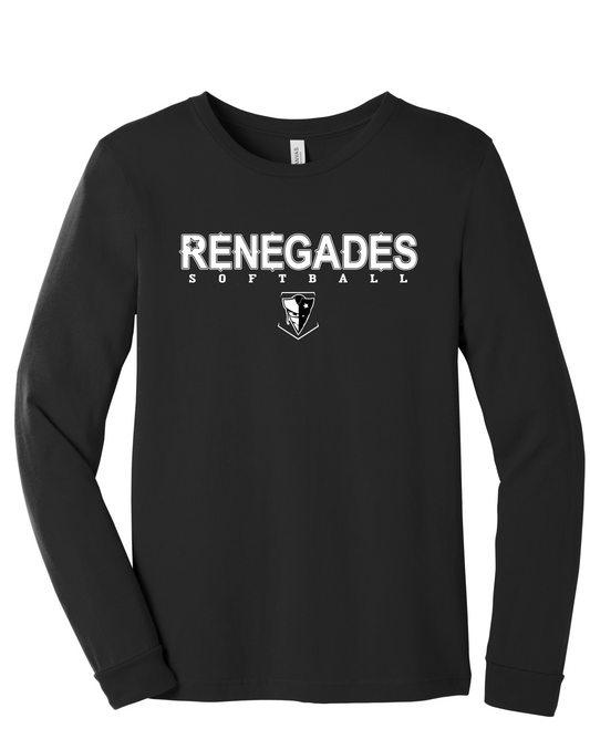Renegades Softball Varsity Cotton Long Sleeve - Black